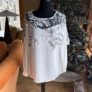 Beulah Black and White Floral Blouse